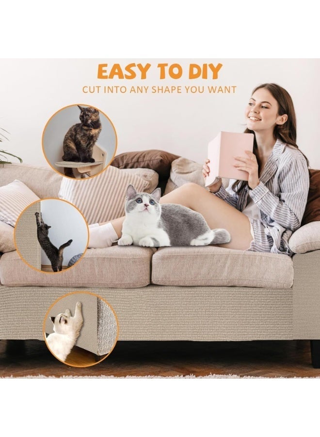 Arabest Cat Scratching Mat,Sofa Cat Scratch Protector,Anti Scratch Cat Furniture Protectors,Self-Adhesive Climbing Cat Scratcher for Protecting Furniture and Wall from Cat Scratching(Khaki, 100cm x 60cm) - Image 4